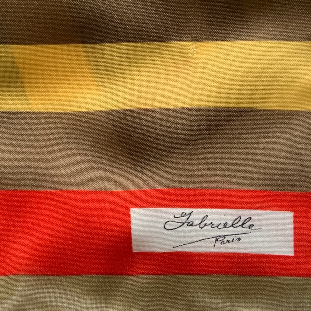 Silky Scarf Red Gold Yellow White Geometric Striped